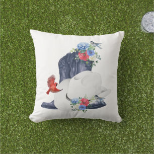 Cowboy Boots/Hat & Flowers/Birds Cushion