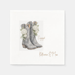 Cowboy Boots Hydrangea Engagement Party Napkin
