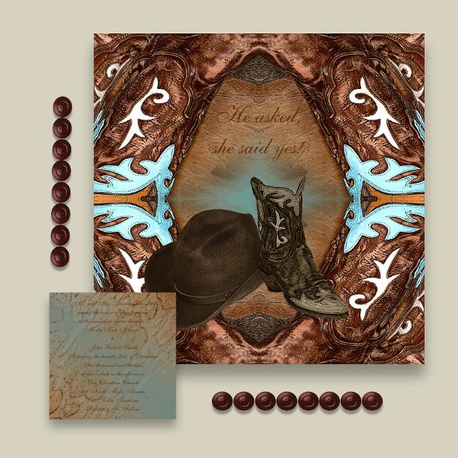 Cowboy Boots Kaleidoscope Wedding Invitation (Creator Uploaded)