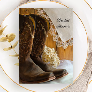 Cowboy Boots Lace Country Western Bridal Shower Invitation