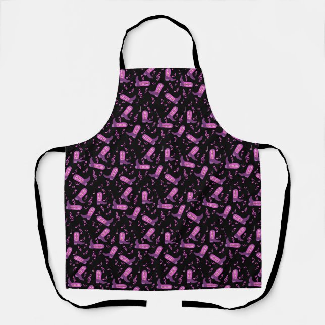 Cowboy Boots Music Notes Apron (Front)