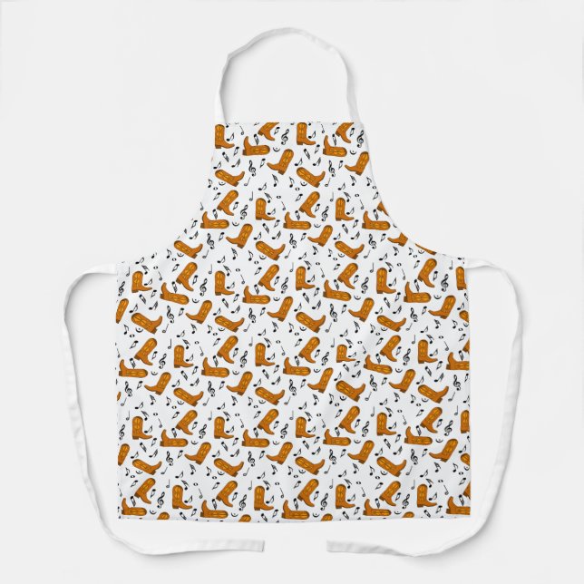 Cowboy Boots Music Notes Apron (Front)