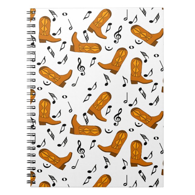 Cowboy Boots Music Notes Notebook (Front)