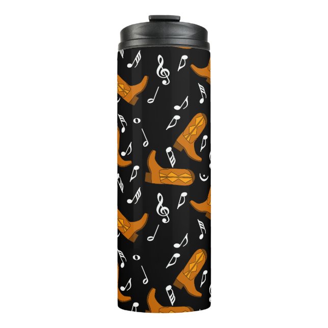 Cowboy Boots Music Notes Thermal Tumbler (Front)