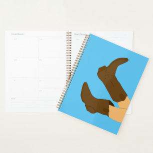 Cowboy Boots on Light Blue Background Planner