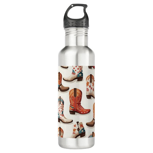 Cowboy boots pattern 710 ml water bottle (Front)