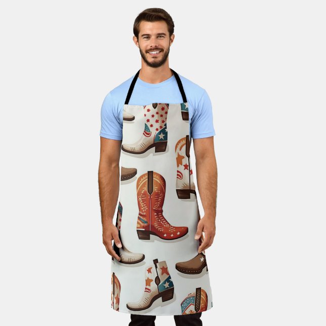 Cowboy boots pattern apron (Worn)