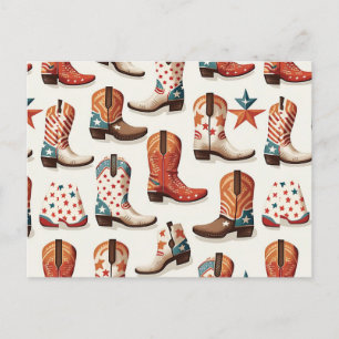 Cowboy boots pattern postcard