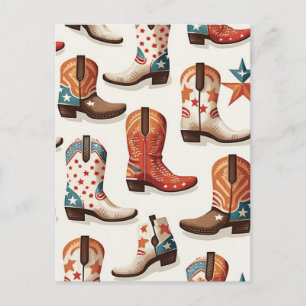 Cowboy boots pattern postcard