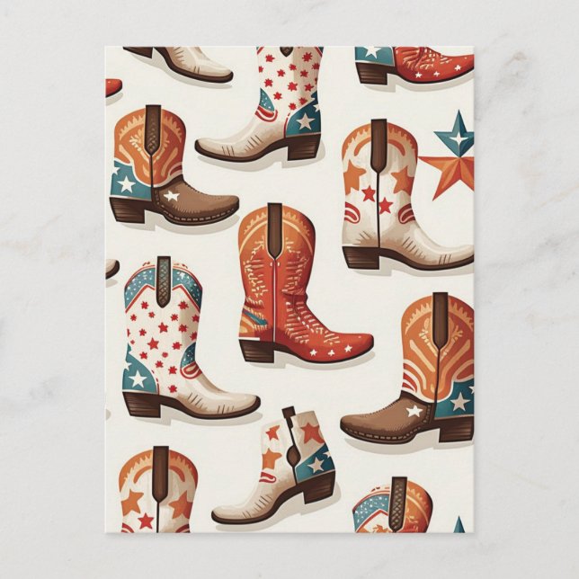 Cowboy boots pattern postcard (Front)