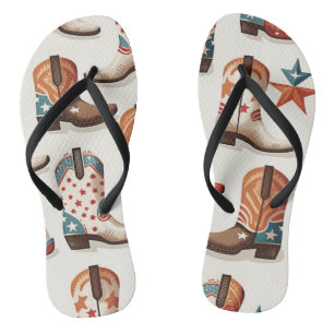Cowboy boots pattern thongs