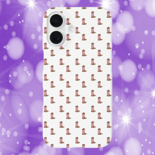 Cowboy Boots Pink and Brown with Purple Stars iPhone 16 Case