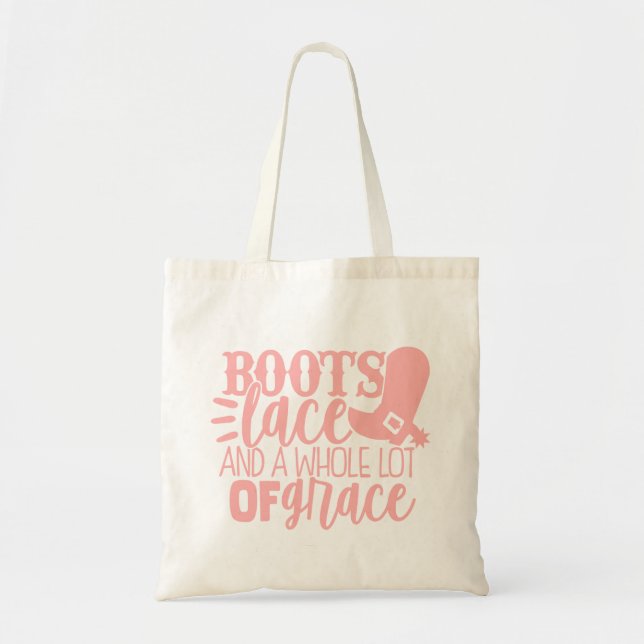 Cowboy Boots Pink Cowgirl Western Line Dancing Tote Bag (Front)