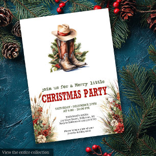 Cowboy Boots Red Green Christmas Invitation