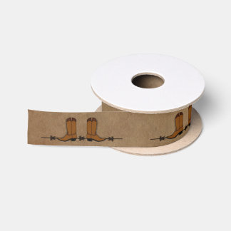 Cowboy Boots Ribbon Satin Ribbon