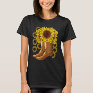 Cowboy Boots Rodeo Riding Women Florist Gift Sunfl T-Shirt