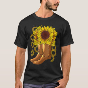 Cowboy Boots Rodeo Riding Women Florist Gift Sunfl T-Shirt