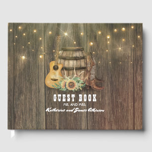 Cowboy Boots Rustic Country Wine Barrel Guest Book