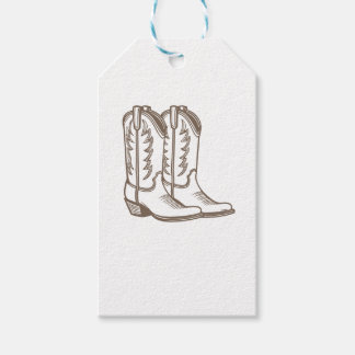 Cowboy Boots Sketch Thank You Party Favour Gift Ta Tags