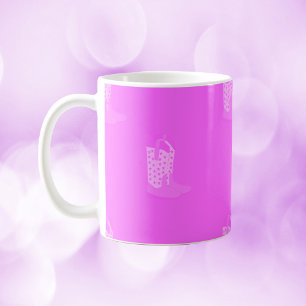 Cowboy Boots Stars Pattern Pink Coffee Mug