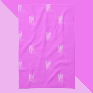 Cowboy Boots Stars Pink Pattern Tea Towel