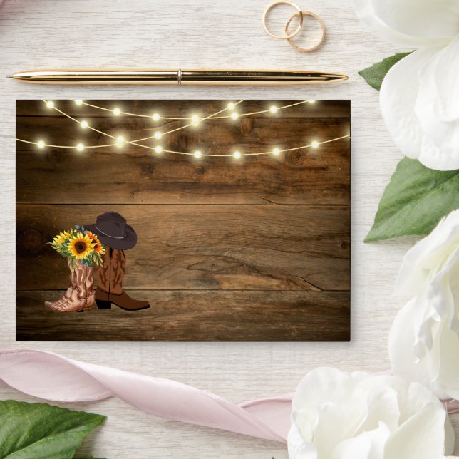 Cowboy Boots Sunflower Country Western Wedding  Envelope (Wedding)