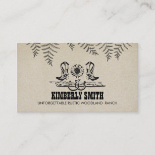 Cowboy Boots Sunflower Horseshoes Rustic Country Business Card