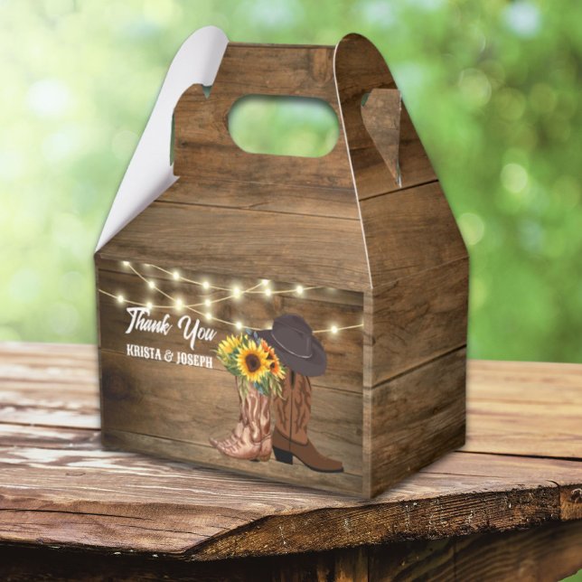 Cowboy Boots Sunflower Western Wedding  Favour Box (Cowboy Boots Sunflower Western Wedding Favor Boxes)