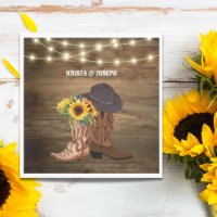 Cowboy Boots Sunflower Western Wedding Favour