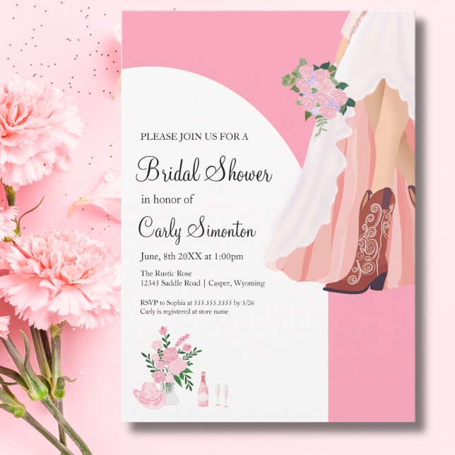 Cowboy Boots & Wedding Dress Bridal Shower Invitation (Creator Uploaded)