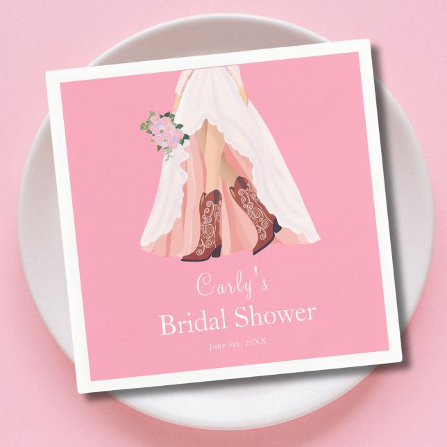 Cowboy Boots & Wedding Dress Bridal Shower Napkin (Creator Uploaded)