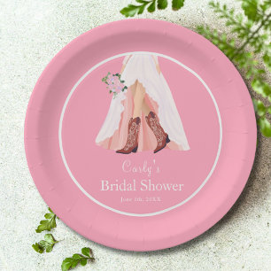 Cowboy Boots & Wedding Dress Bridal Shower Paper Plate