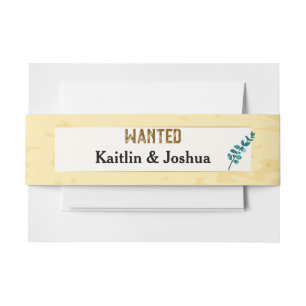 Cowboy Boots Wedding 🤠 Rustic Western Monogram Invitation Belly Band