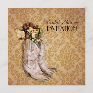 cowboy boots western bridal shower tea party invitation