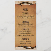 cowboy boots western Personalised Menu cards