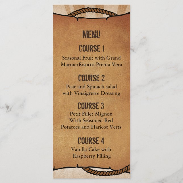 cowboy boots western Personalised Menu cards (Front)