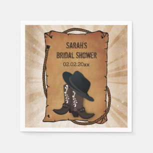 cowboy boots western personalised wedding napkins
