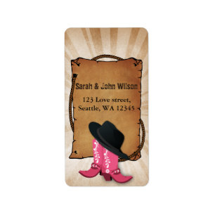 cowboy boots western theme address label
