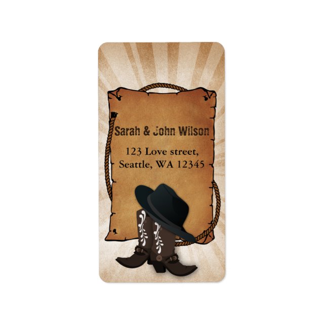 cowboy boots western theme address label (Front)