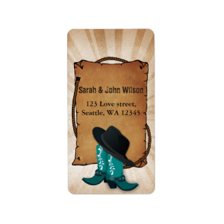 cowboy boots western theme address label