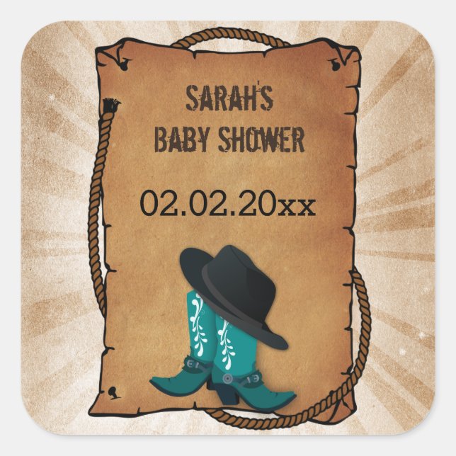 cowboy boots western theme Personalised stickers (Front)