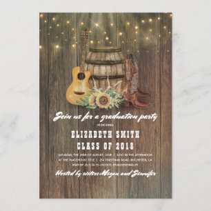 Cowboy Boots Wine Barrel Country Graduation Party Invitation