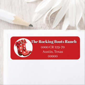 Cowboy Boots with Hearts and Bows Return Address Label
