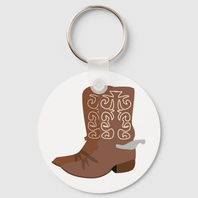 Cowboy Boots with Spurs Key Ring (Front)