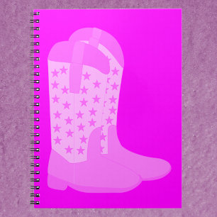 Cowboy Boots with Stars Pink Notebook