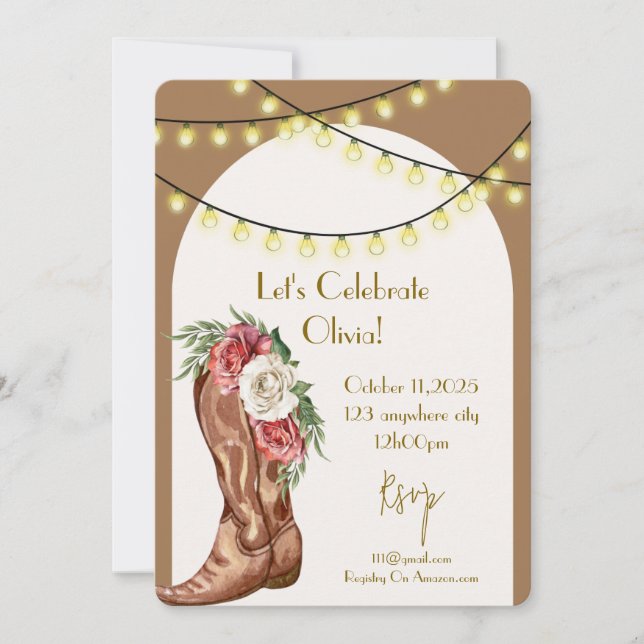 cowboy bridal shower invitation card (Front)