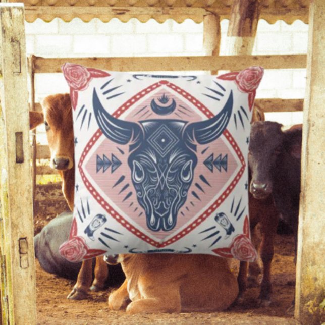 Cowboy Bull Western Cushion (Creator Uploaded)
