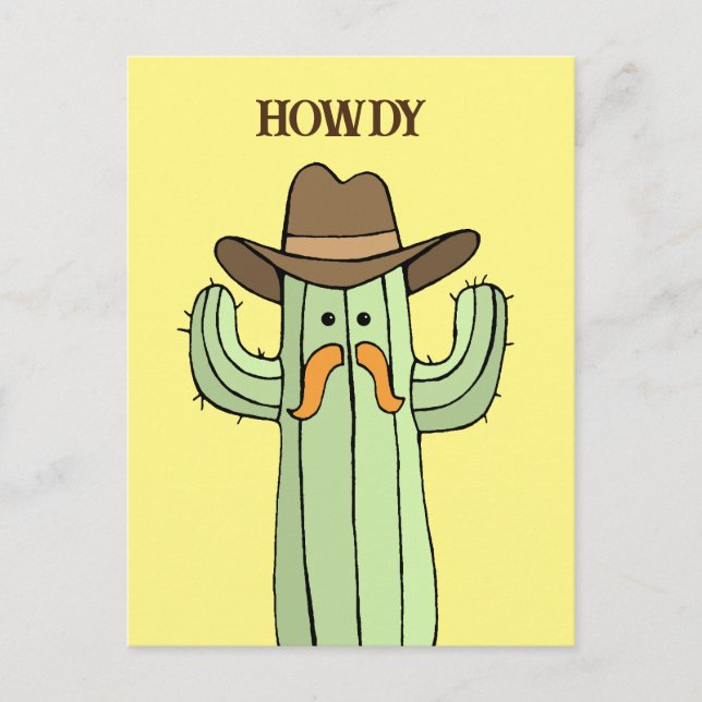 Cowboy Cactus Howdy Postcard (Front)