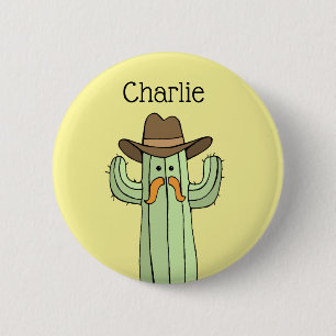 Cowboy Cactus Personalized 6 Cm Round Badge