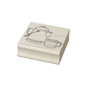 Cowboy Camping Coffee Pot and Tin Cup  Rubber Stamp